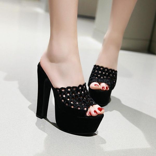 slippers 6 inches coarse heel stripper models party show fashion platform high heels elegant concise mature nightclub, Black
slippers 6 inches coarse heel stripper models party show fashion platform high heels elegant concise mature nightclub, Black