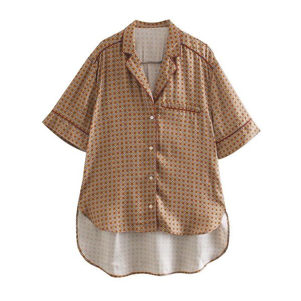 women's blouses & shirts zxqj women 2021 fashion oversized irregular pajama style vintage short sleeve female blusas chic, White
women's blouses & shirts zxqj women 2021 fashion oversized irregular pajama style vintage short sleeve female blusas chic, White