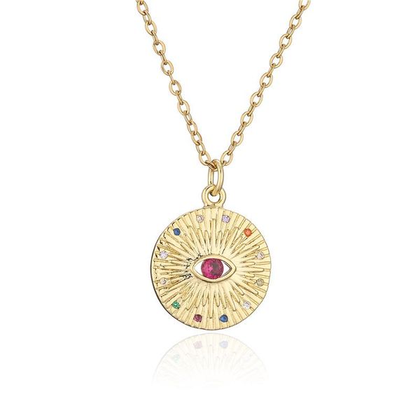 pendant necklaces gothic gold chain colourful cz round necklace for women girl evil eye design jewelry christmas gift, Silver
pendant necklaces gothic gold chain colourful cz round necklace for women girl evil eye design jewelry christmas gift, Silver