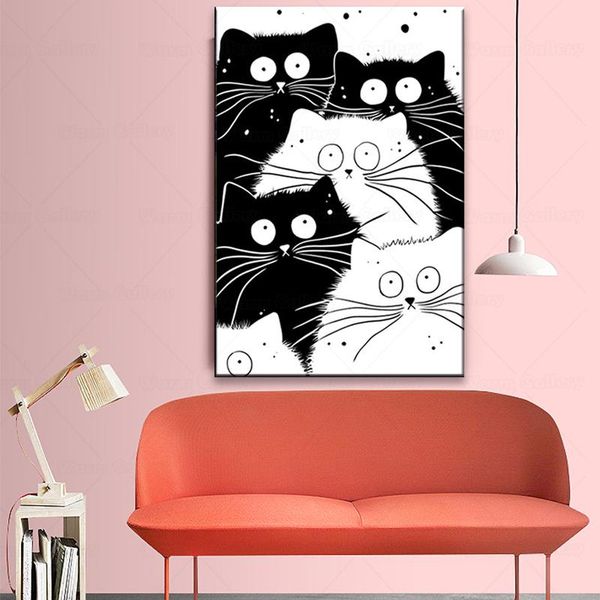 paintings nordic black white cat canvas painting kawaii animal posters and prints modular wall art pictures for living room home decor
paintings nordic black white cat canvas painting kawaii animal posters and prints modular wall art pictures for living room home decor