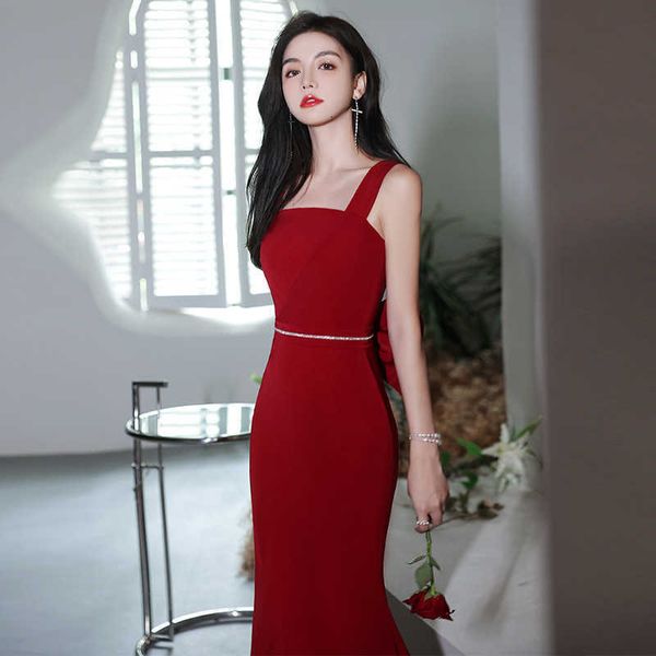 luxury dresses toast bride winter satin fishtail temperament wine red engagement banquet host evening female, Black;red
luxury dresses toast bride winter satin fishtail temperament wine red engagement banquet host evening female, Black;red