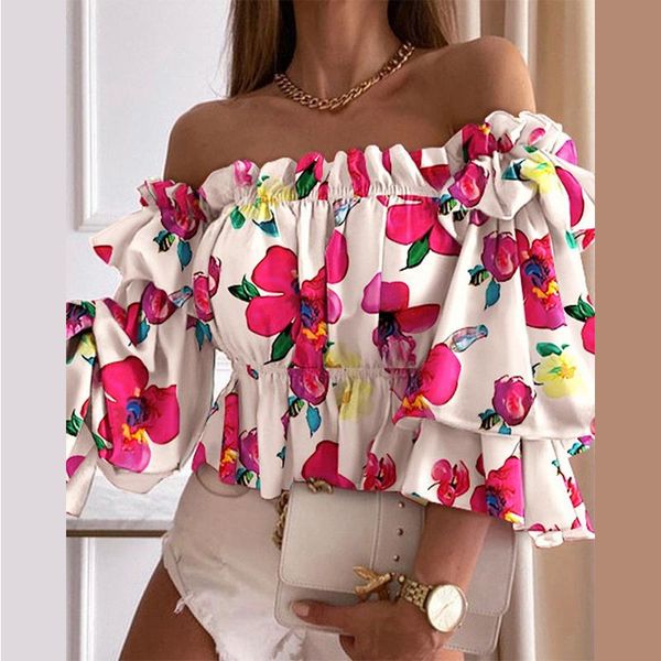 women's blouses & shirts slash neck printing women blouse summer lantern sleeve pullover colorful shirt elegant lady streetwear slim fi, White
women's blouses & shirts slash neck printing women blouse summer lantern sleeve pullover colorful shirt elegant lady streetwear slim fi, White