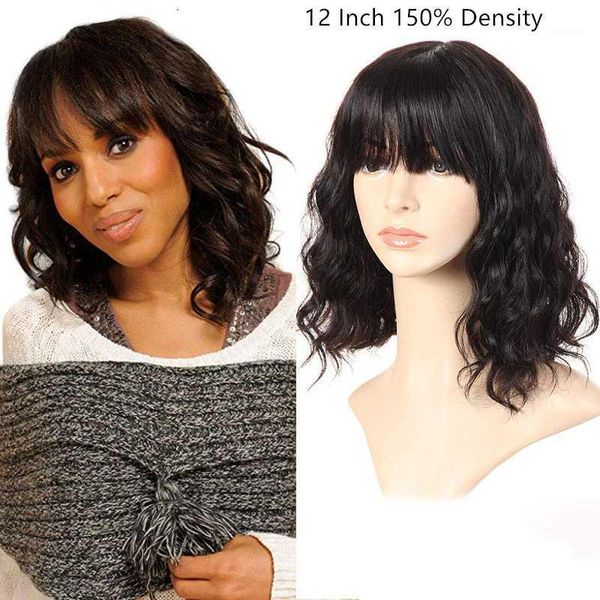 short human hair wigs body wave bob with bangs silk base headspin 150% pre plucked for women1, Black;brown
short human hair wigs body wave bob with bangs silk base headspin 150% pre plucked for women1, Black;brown