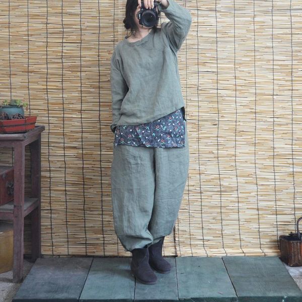 women's pants & capris women autumn spring linen female elastic waist vintage flax trousers ladies retro solid color plus size 2021, Black;white
women's pants & capris women autumn spring linen female elastic waist vintage flax trousers ladies retro solid color plus size 2021, Black;white