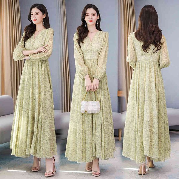 women casual autumn dress lady vintage floral printed chiffon long sleeve midi summer vestido 210514, Black;gray
women casual autumn dress lady vintage floral printed chiffon long sleeve midi summer vestido 210514, Black;gray