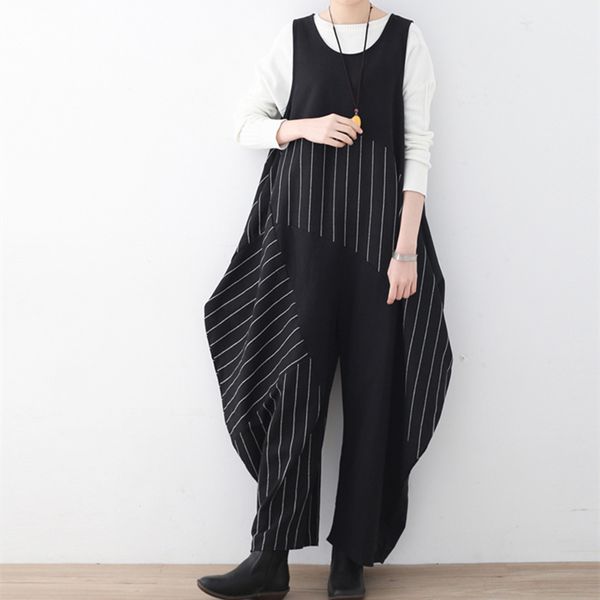 johnature spring women patchwork striped jumpsuits casual fashion o-neck loose large size asymmetric jumpsuits 210521, Black;white
johnature spring women patchwork striped jumpsuits casual fashion o-neck loose large size asymmetric jumpsuits 210521, Black;white
