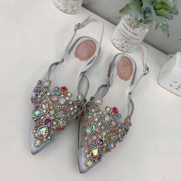 2021 new rhinestone pointed transparent glass sandals women's sandals one button low heel flat shoes, Black
2021 new rhinestone pointed transparent glass sandals women's sandals one button low heel flat shoes, Black