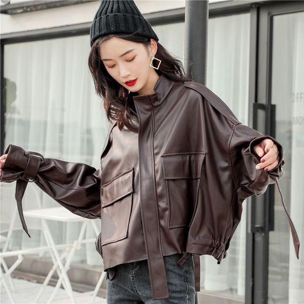 leather coat women's 2021 autumn winter new french fashion casual loose motorcycle jacket versatile top, Black
leather coat women's 2021 autumn winter new french fashion casual loose motorcycle jacket versatile top, Black