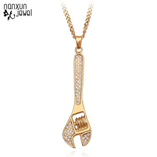 pendant necklaces men cool metal spanner gold color crystal wrench link chain jewelry mechanic tool hip hop necklace gifts, Silver
pendant necklaces men cool metal spanner gold color crystal wrench link chain jewelry mechanic tool hip hop necklace gifts, Silver