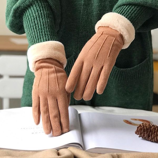sports gloves ladies' in autumn and winter suede velvet padded cute touch screen cold windproof students drive outdoors., Black
sports gloves ladies' in autumn and winter suede velvet padded cute touch screen cold windproof students drive outdoors., Black