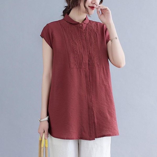 women's blouses & shirts women summer loose casual arrival 2021 vintage style turn-down collar embroidery female short sleeve s3786, White
women's blouses & shirts women summer loose casual arrival 2021 vintage style turn-down collar embroidery female short sleeve s3786, White