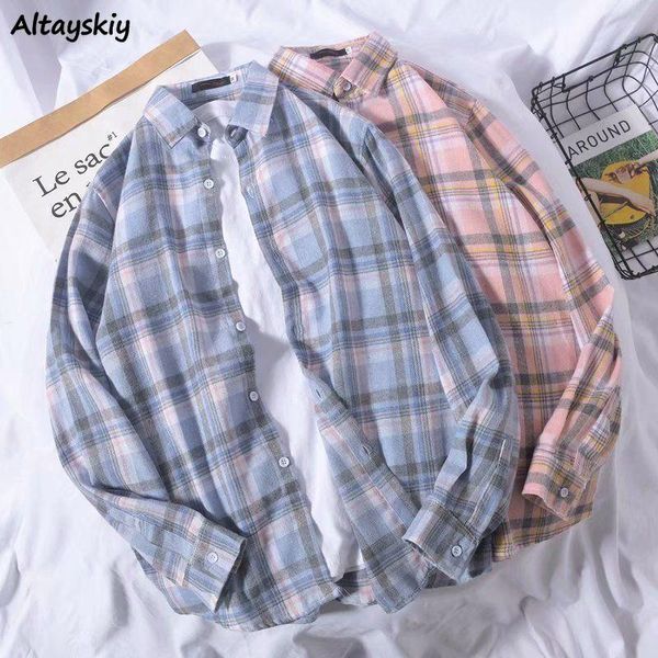 women's blouses & shirts plaid women loose all-match spring autumn college students soft casual chic ladies blouse blusas pocket haraju, White
women's blouses & shirts plaid women loose all-match spring autumn college students soft casual chic ladies blouse blusas pocket haraju, White