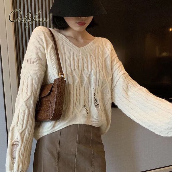 autumn winter women sweaters knitted pullovers casual warm female ripped sweater jumpers 210415, White;black
autumn winter women sweaters knitted pullovers casual warm female ripped sweater jumpers 210415, White;black