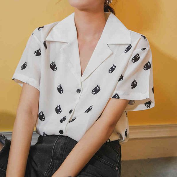 sweater Notched Collar Blouse Cat Pattern Cute Shirts Women Shorts Sleeve Tops Female blusas mujer de moda Chiffon Blusa -L, Beige
sweater Notched Collar Blouse Cat Pattern Cute Shirts Women Shorts Sleeve Tops Female blusas mujer de moda Chiffon Blusa -L, Beige