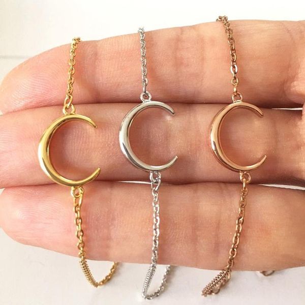 link, chain minimal crescent moon bracelets for women vintage jewelry stainless steel horn bracelet femme accessories friend gift, Black
link, chain minimal crescent moon bracelets for women vintage jewelry stainless steel horn bracelet femme accessories friend gift, Black