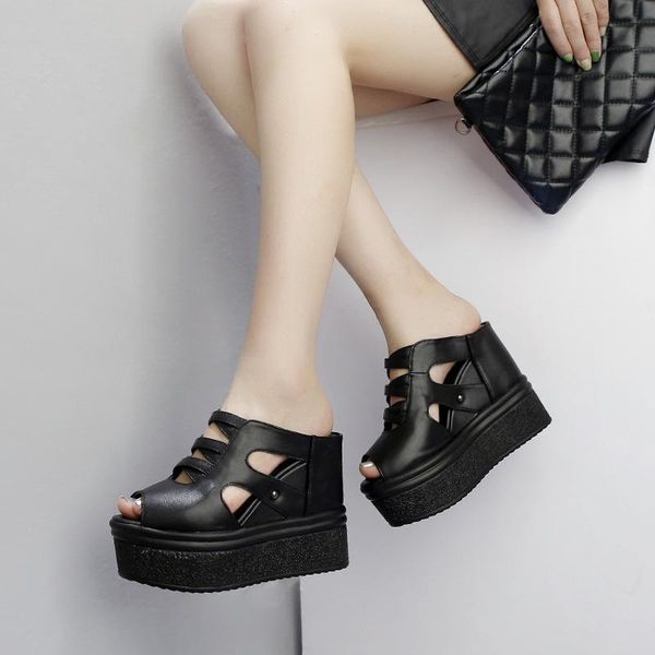dress shoes summer super high heel sandals slope slippers thick-soled women's fish mouth hollow sandalias mujer 2021, Black
dress shoes summer super high heel sandals slope slippers thick-soled women's fish mouth hollow sandalias mujer 2021, Black
