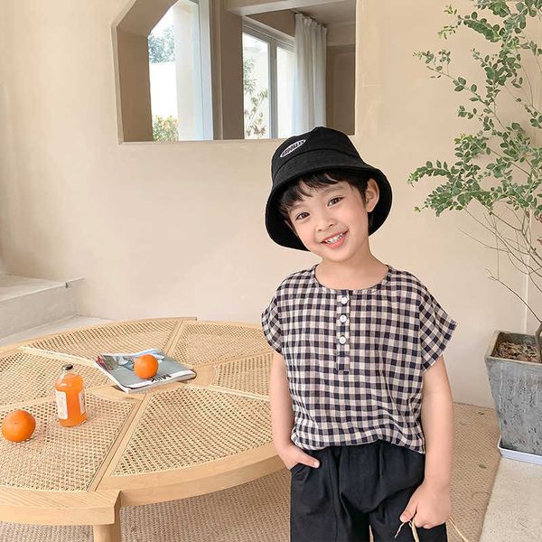 boys summer plaid sleeveless shirts kids pure cotton loose casual thin cool 210615, White;black
boys summer plaid sleeveless shirts kids pure cotton loose casual thin cool 210615, White;black