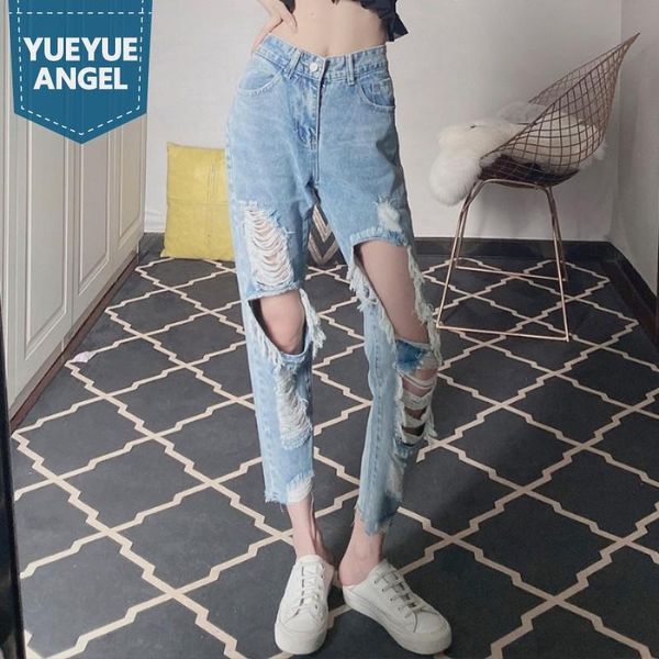 women's jeans fashion women baggy hole ripped high waist ankle length denim pants straight trousers hip hop tassels streetwear, Blue
women's jeans fashion women baggy hole ripped high waist ankle length denim pants straight trousers hip hop tassels streetwear, Blue