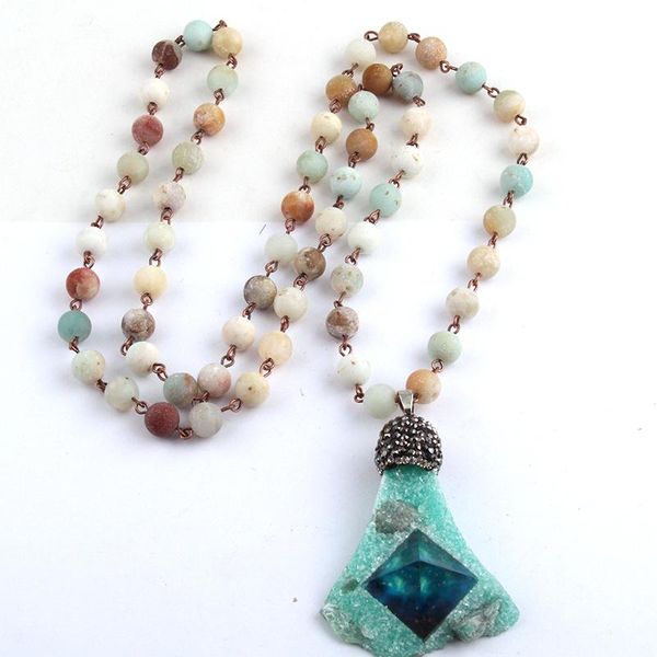 fashion bohemian tribal jewelry amazonite natural drop pendant stone necklace chains, Silver
fashion bohemian tribal jewelry amazonite natural drop pendant stone necklace chains, Silver