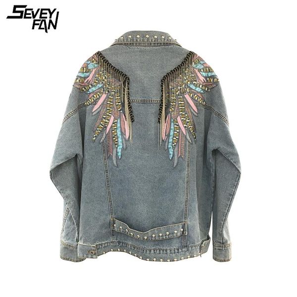 women's jackets rivet punk denim women long tassel embroidery vintage blue jeans jacket streetwear oversized harajuku outwear coat, Black;brown
women's jackets rivet punk denim women long tassel embroidery vintage blue jeans jacket streetwear oversized harajuku outwear coat, Black;brown