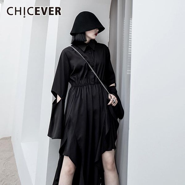 casual dresses chicever asymmetrical elegant dress for women lapel hollow out long flare sleeve high waist patchwork loose female style, Black;gray
casual dresses chicever asymmetrical elegant dress for women lapel hollow out long flare sleeve high waist patchwork loose female style, Black;gray