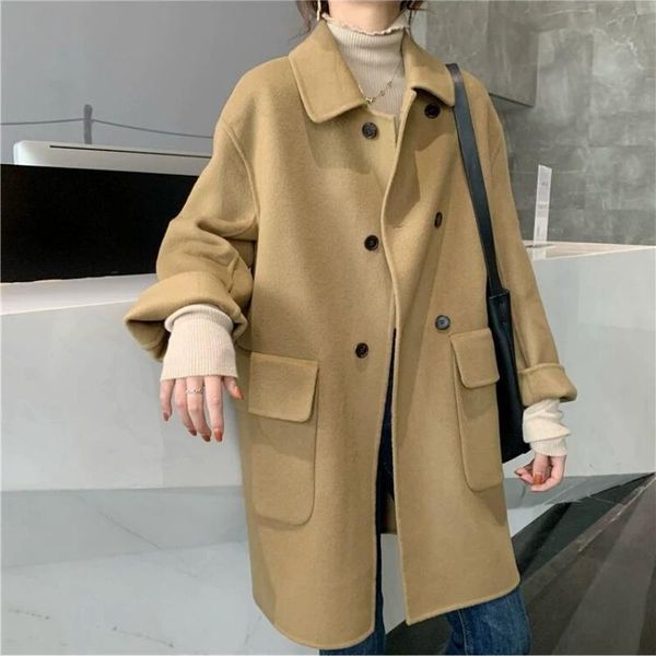 women's wool & blends 2021 women coat autumn korean fashion double breasted woolen coats fall clothing casaco feminino wpy4139, Black
women's wool & blends 2021 women coat autumn korean fashion double breasted woolen coats fall clothing casaco feminino wpy4139, Black