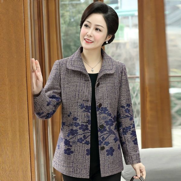women's jackets spring autumn middle aged women coat casual single breasted long sleeve jacket female floral print outwear plus si, Black;brown
women's jackets spring autumn middle aged women coat casual single breasted long sleeve jacket female floral print outwear plus si, Black;brown