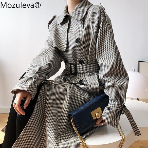women's trench coats mozuleva autumn houndstooth long coat women double breasted slim waist with belt female outwear windbreaker, Tan;black
women's trench coats mozuleva autumn houndstooth long coat women double breasted slim waist with belt female outwear windbreaker, Tan;black