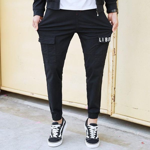 elastic waist slim fit small leg casual pants men's multi pocket harlan loose wide corset military, Black
elastic waist slim fit small leg casual pants men's multi pocket harlan loose wide corset military, Black