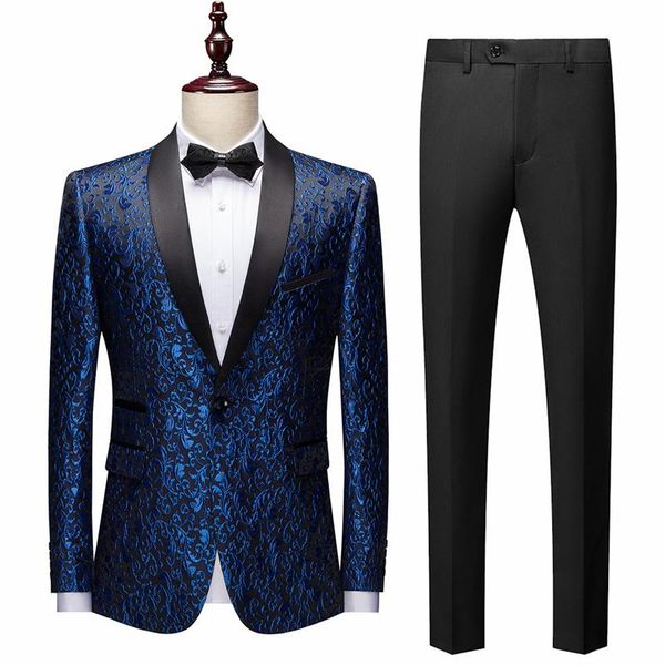 men's suits & blazers 2 piece floral jacquard prom for men fashion clothes slim fit groom wedding tuxedos man set jacket with black pan, White;black
men's suits & blazers 2 piece floral jacquard prom for men fashion clothes slim fit groom wedding tuxedos man set jacket with black pan, White;black