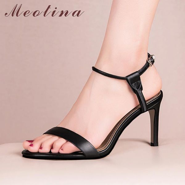 dress shoes meotina women sandals genuine leather ankle strap thin high heels round toe party ladies footwear summer white, Black
dress shoes meotina women sandals genuine leather ankle strap thin high heels round toe party ladies footwear summer white, Black