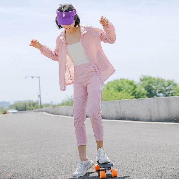 women's two piece pants ankle length sweatpants jacket set female stripe pink outwear cute sport fashion summer sun protection woman se, White
women's two piece pants ankle length sweatpants jacket set female stripe pink outwear cute sport fashion summer sun protection woman se, White