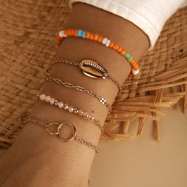 huatang 5pcs bohemia pink crystal shell charms bracelet set for women girls multilayer colorful bead elastic jewelry pulseras charm bracelet, Golden;silver 
huatang 5pcs bohemia pink crystal shell charms bracelet set for women girls multilayer colorful bead elastic jewelry pulseras charm bracelet, Golden;silver