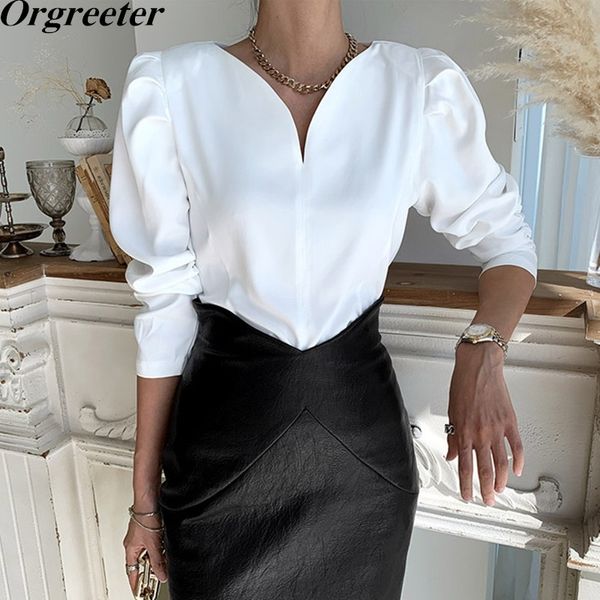 sweet puff sleeve 3d design v-neck long white shirt&blouse spring lady shirt female office work wear 210525
sweet puff sleeve 3d design v-neck long white shirt&blouse spring lady shirt female office work wear 210525