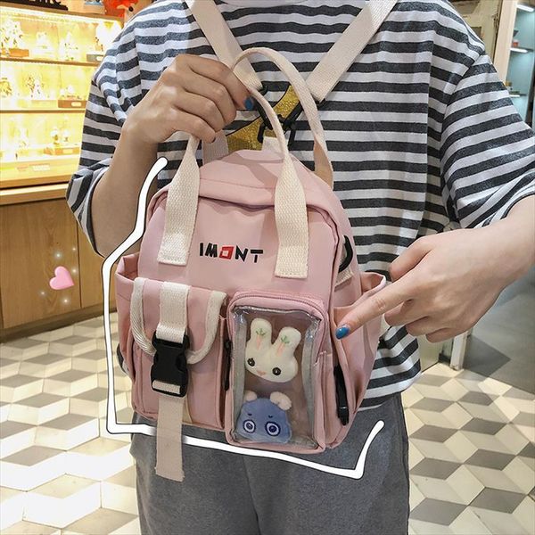 korean style small canvas girl mini backpack for women waterproof fashion travel school bag tote tennage shoulder
