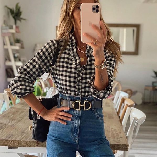 women ruffled v neck plaid pullovers blouse autumn new long sleeve casual female shirt blusa 210416, White
women ruffled v neck plaid pullovers blouse autumn new long sleeve casual female shirt blusa 210416, White