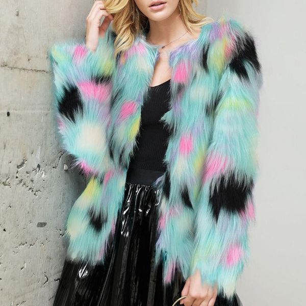 women's fur & faux fashion contrast color plush women elegant o-neck long-sleeved jacket autumn thicken cardigan woman clothes, Black
women's fur & faux fashion contrast color plush women elegant o-neck long-sleeved jacket autumn thicken cardigan woman clothes, Black