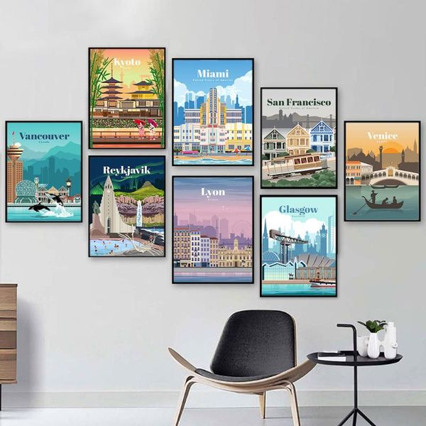 paintings retro travel famous city posters venice iceland miami landscape canvas painting cartoon wall art prints pictures home decoration
paintings retro travel famous city posters venice iceland miami landscape canvas painting cartoon wall art prints pictures home decoration