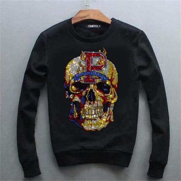 men's hoodies & sweatshirts rhinestones europe design skull men fashion streetwear o neck short sleeve slim cotton sweatshirt plus size, Black
men's hoodies & sweatshirts rhinestones europe design skull men fashion streetwear o neck short sleeve slim cotton sweatshirt plus size, Black