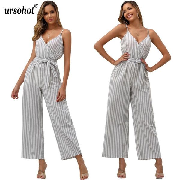 women's jumpsuits & rompers 2021 elegant striped spaghetti strap women sleeveless backless with belt casual wide legs loose overall, Black;white
women's jumpsuits & rompers 2021 elegant striped spaghetti strap women sleeveless backless with belt casual wide legs loose overall, Black;white