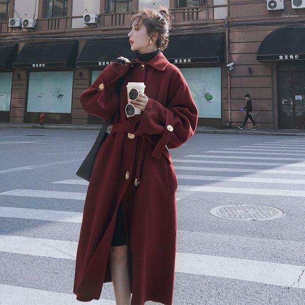 women's wool & blends woollen coat fall / winter 2021 korean loose medium length over knee british woolen, Black
women's wool & blends woollen coat fall / winter 2021 korean loose medium length over knee british woolen, Black