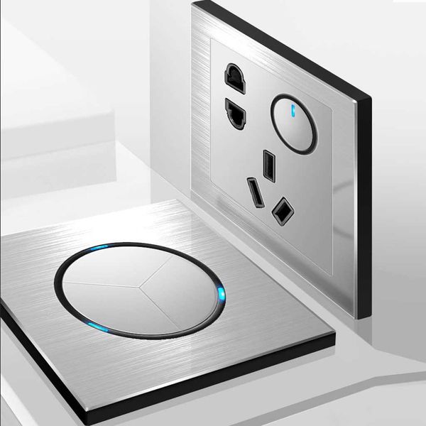 one five hole switch socket for goslan 86 new aluminum wire drawing silver led lamp
one five hole switch socket for goslan 86 new aluminum wire drawing silver led lamp