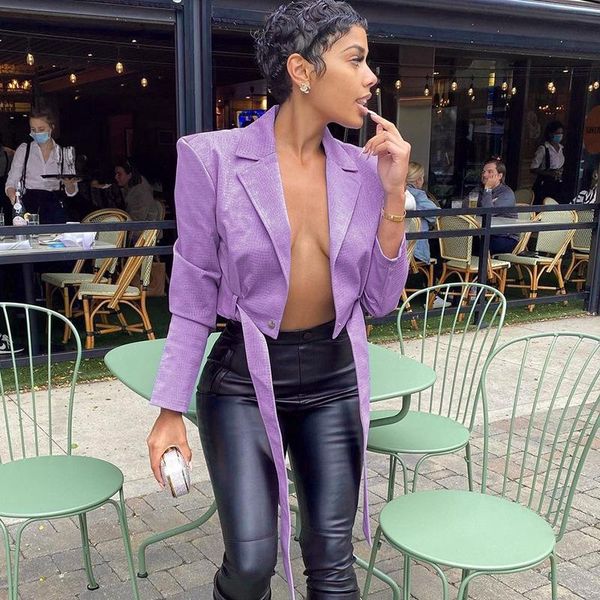 women's suits & blazers fall purple solid women fashion faux pu leather chest hollow out long sleeve notched cardigan bandage blou, White;black
women's suits & blazers fall purple solid women fashion faux pu leather chest hollow out long sleeve notched cardigan bandage blou, White;black