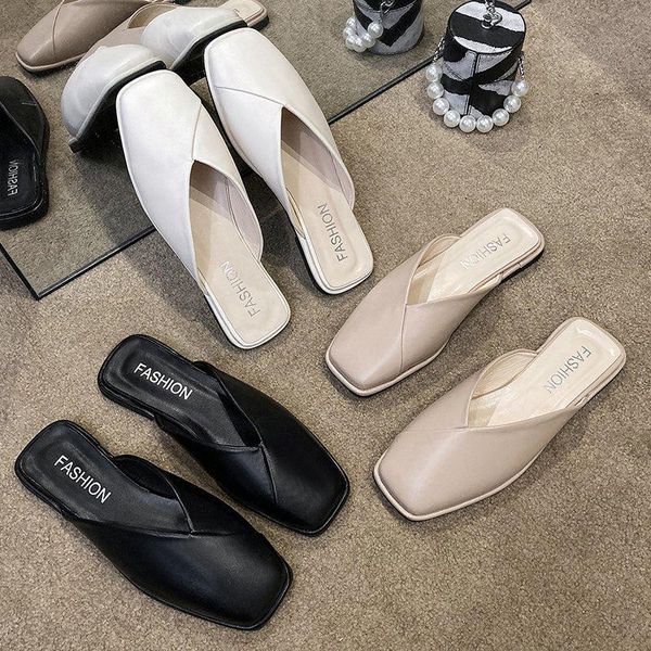 women slippers summer casual outdoor flat shoes elegant square toes fashion female beach sandals mules khaki beige, Black
women slippers summer casual outdoor flat shoes elegant square toes fashion female beach sandals mules khaki beige, Black