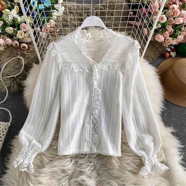 french v-neck hollow lace blouse autumn women's skinny temperament all-match long sleeve uk231 210507, Black;white
french v-neck hollow lace blouse autumn women's skinny temperament all-match long sleeve uk231 210507, Black;white