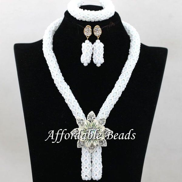 earrings & necklace nigerian beads jewelry set african wedding design heb117, Silver
earrings & necklace nigerian beads jewelry set african wedding design heb117, Silver