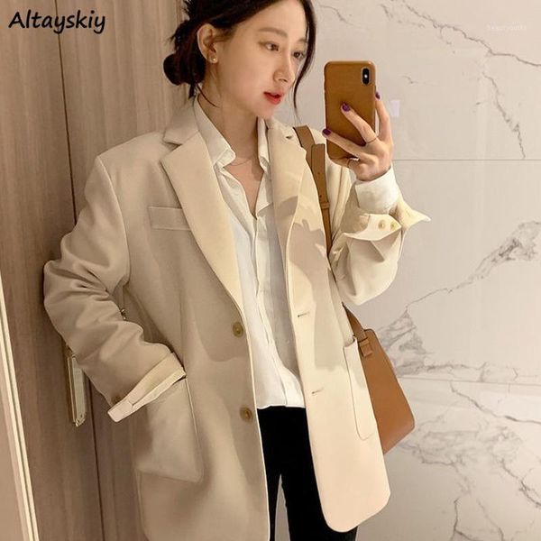 blazers women single breasted loose all-match casual office ladies solid fashionable mujer spring long sleeve notched outerwear women's, White;black
blazers women single breasted loose all-match casual office ladies solid fashionable mujer spring long sleeve notched outerwear women's, White;black