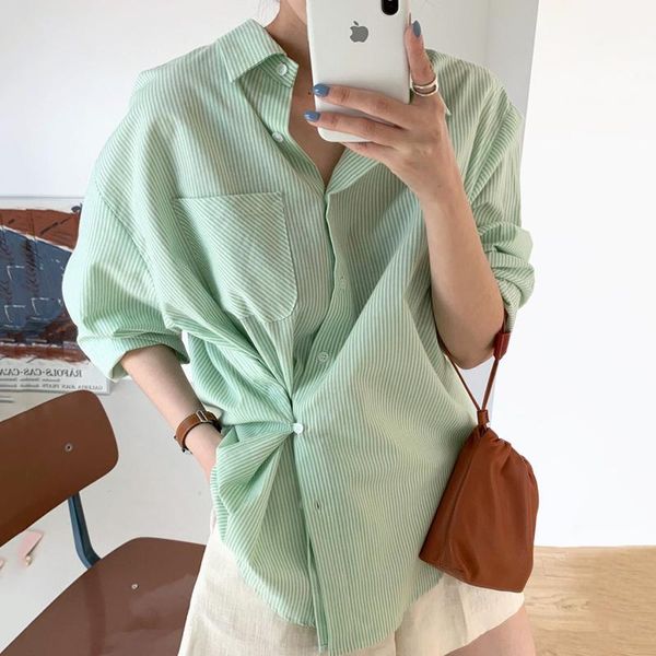 women's blouses & shirts 2021 harajuku vintage women striped printed ol blussa summer autumn female green workwear office lady s198, White
women's blouses & shirts 2021 harajuku vintage women striped printed ol blussa summer autumn female green workwear office lady s198, White