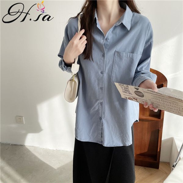 hsa women pure cotton blouses trun down collar solid color oversized pocket blusa elegant female shirts blue spring blusas 210417, White
hsa women pure cotton blouses trun down collar solid color oversized pocket blusa elegant female shirts blue spring blusas 210417, White