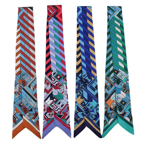 scarves geometric stripe slim narrow stitching small silk scarf handle ribbon women's, Blue;gray
scarves geometric stripe slim narrow stitching small silk scarf handle ribbon women's, Blue;gray